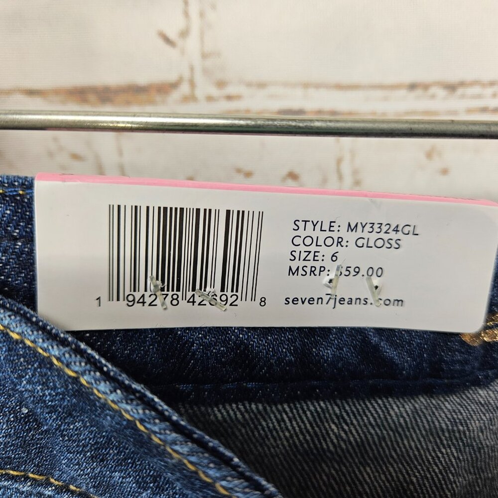 Seven7 Dark Blue Distressed Denim Jean Shorts - Picture 6 of 9